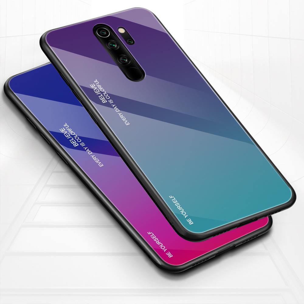 Ốp lưng dùng cho Xiaomi Redmi Note 8 Pro gương cứng 2 màu Gradient Ver 2 , viền TPU dẻo đen