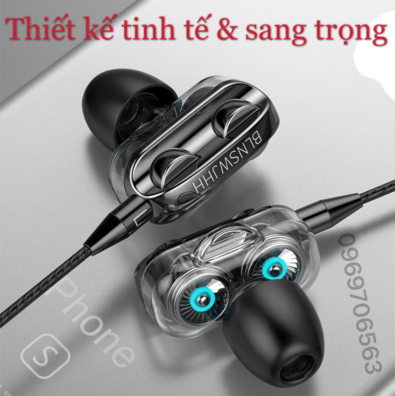 Tai Nghe Chống Ồn XSmart Cao Cấp WJHH Super Bass 2023 Thế Hệ Mới, Loa kép, Tai Phone Có Dây - Hàng Chính Hãng