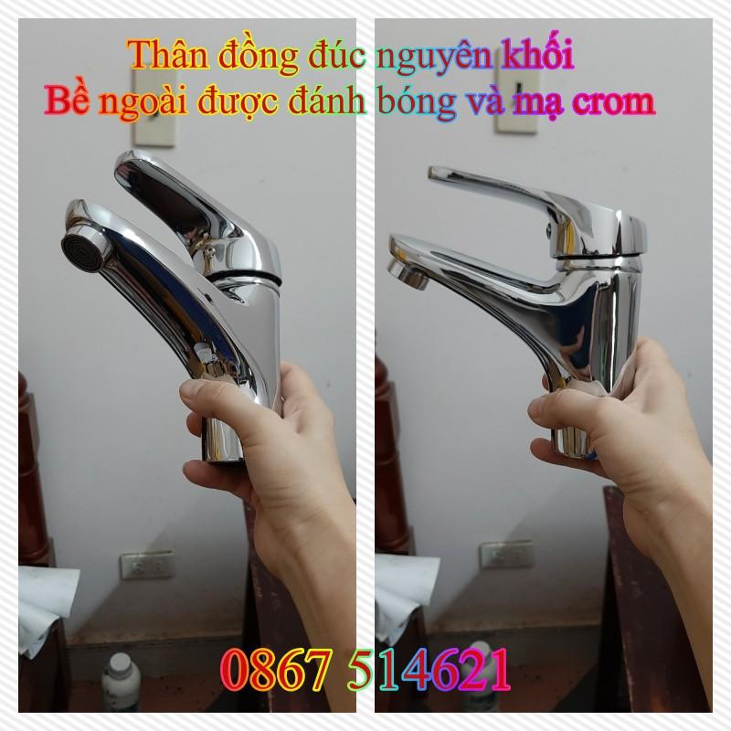 Vòi lavabo nóng lạnh, 1 lỗ, bóng - KMISU Thiết bị vệ sinh