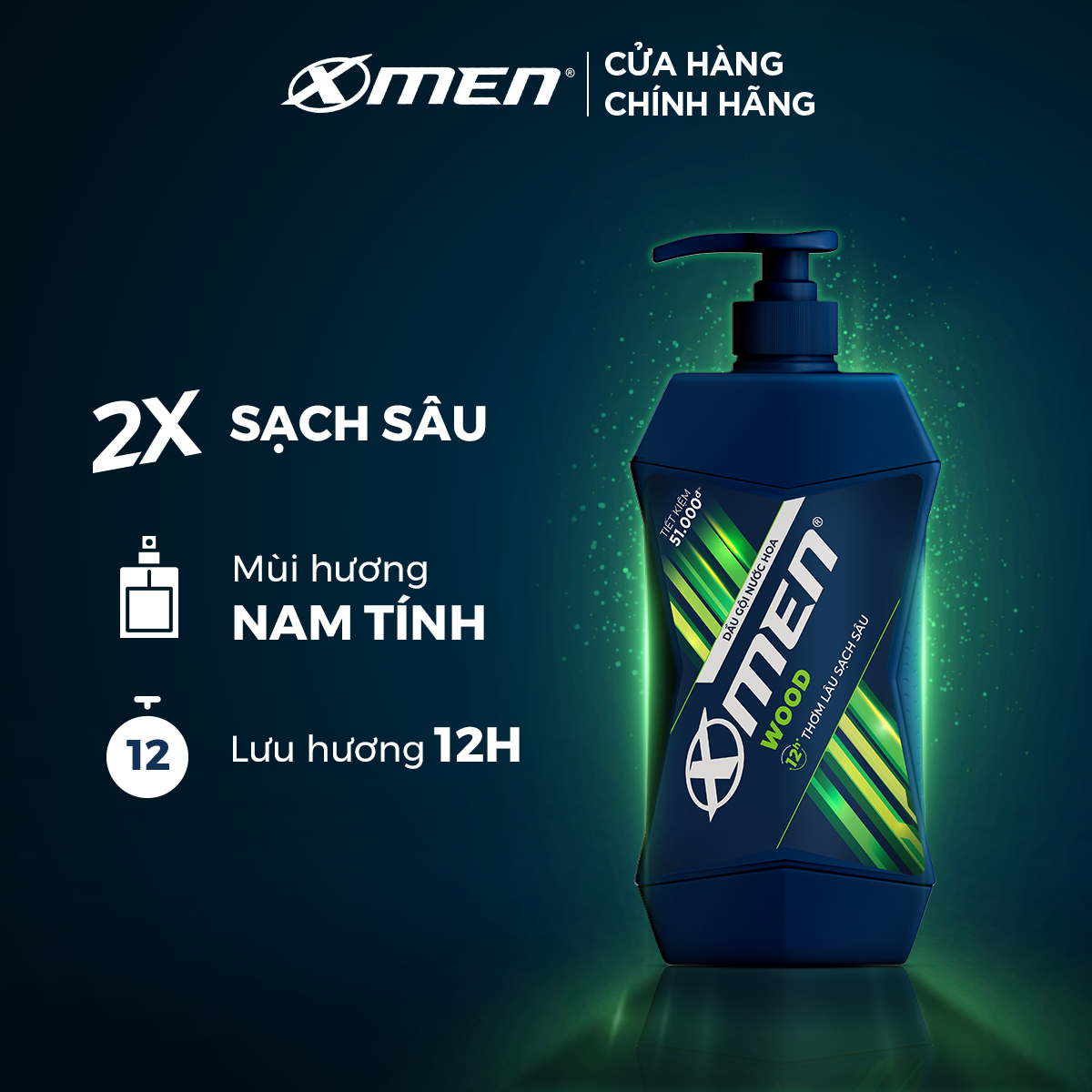 Dầu gội X-Men Sport Wood - Hương nam trầm ấm 650g