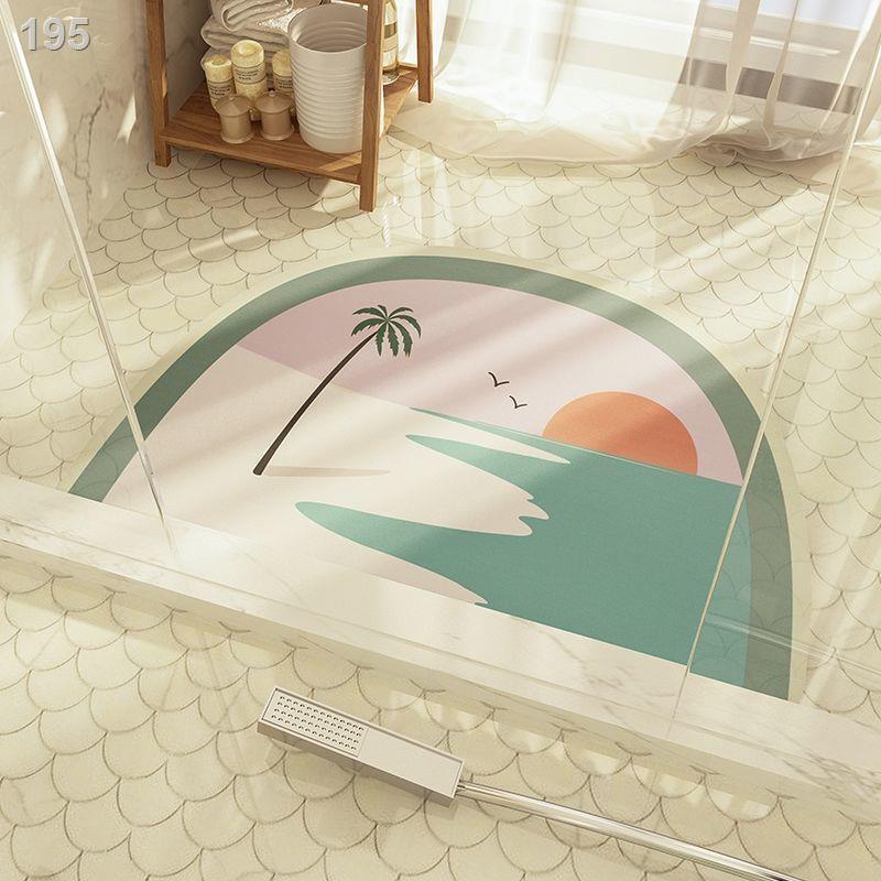 Tấm thấm nước phòng tắm lót cửa hình bán nguyệt làm khô nhanh thảm chống trơn