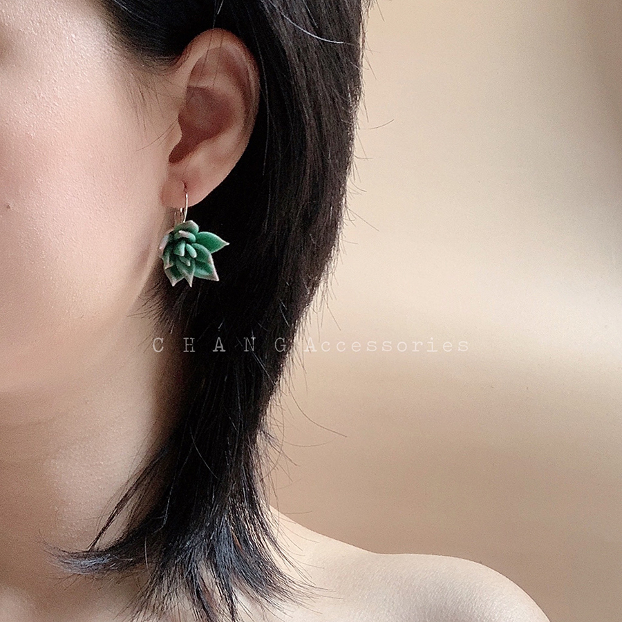 Bông tai sen đá thiết kế thủ công BTSD5