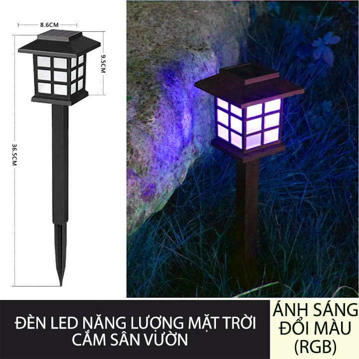 Đèn Led năng lượng mặt trời cắm bãi cỏ, sân vườn vỏ nhựa ABS