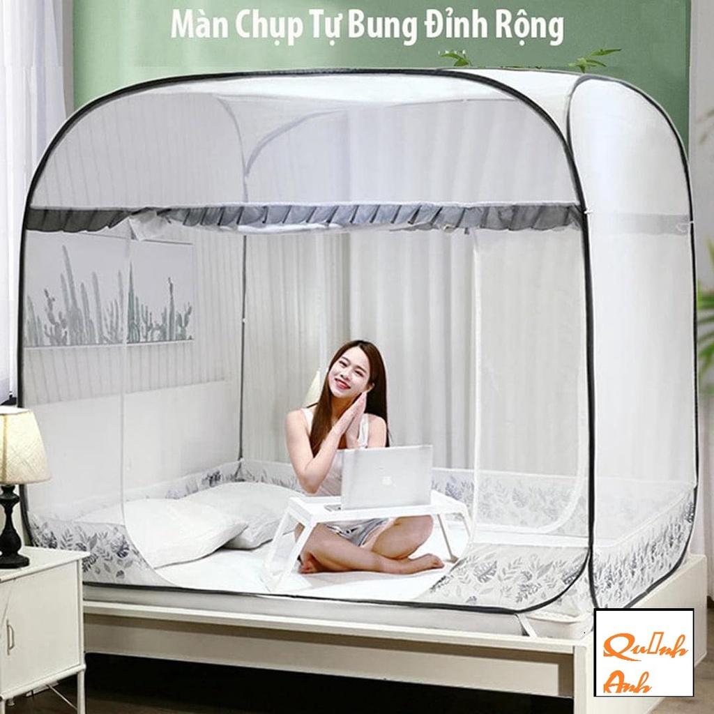 Màn chụp tự bung đỉnh vuông 1 chân viền mẫu màn chống muỗi cao cấp