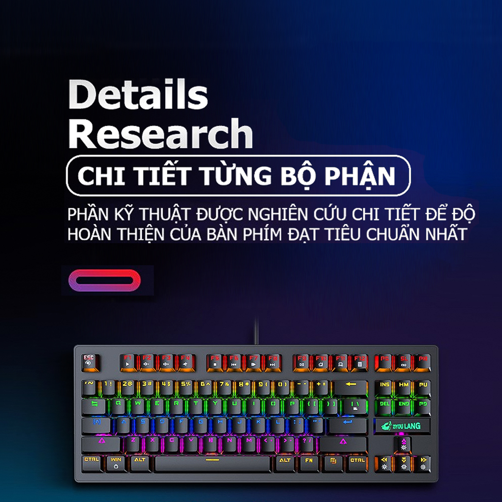 VINETTEAM Bàn Phím Cơ Máy Tính K2 PRO Màu Xanh Blue Switch 10 Chế Độ Led RGB Dùng Chơi Game Văn Phòng Cực Đã - Hàng Chính Hãng