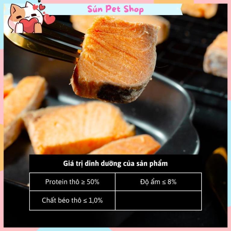 Cá hồi sấy nguyên miếng cao cấp cho thú cưng, cá hồi sấy khô cho chó mèo giàu dinh dưỡng
