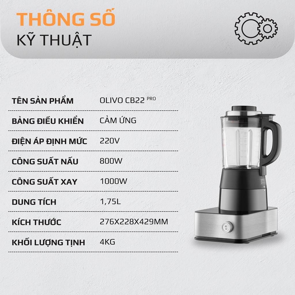 Máy Làm Sữa Hạt OLIVO CB22 PRO - Độ Ồn Thấp Nhất - Chống Trào Tuyệt Đối