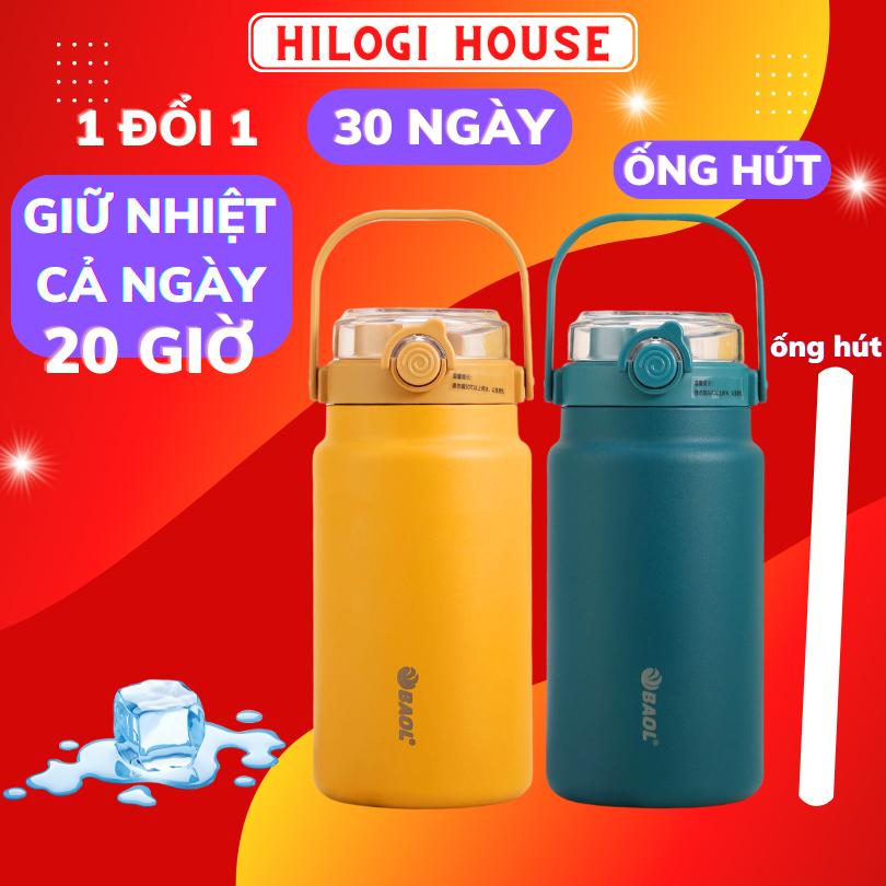Bình giữ nhiệt 1500ml HiLOGI inox 304 sơn nhám, bình nước có ống hút và quai xách tiện lợi, giữ nhiệt hơn 20 giờ