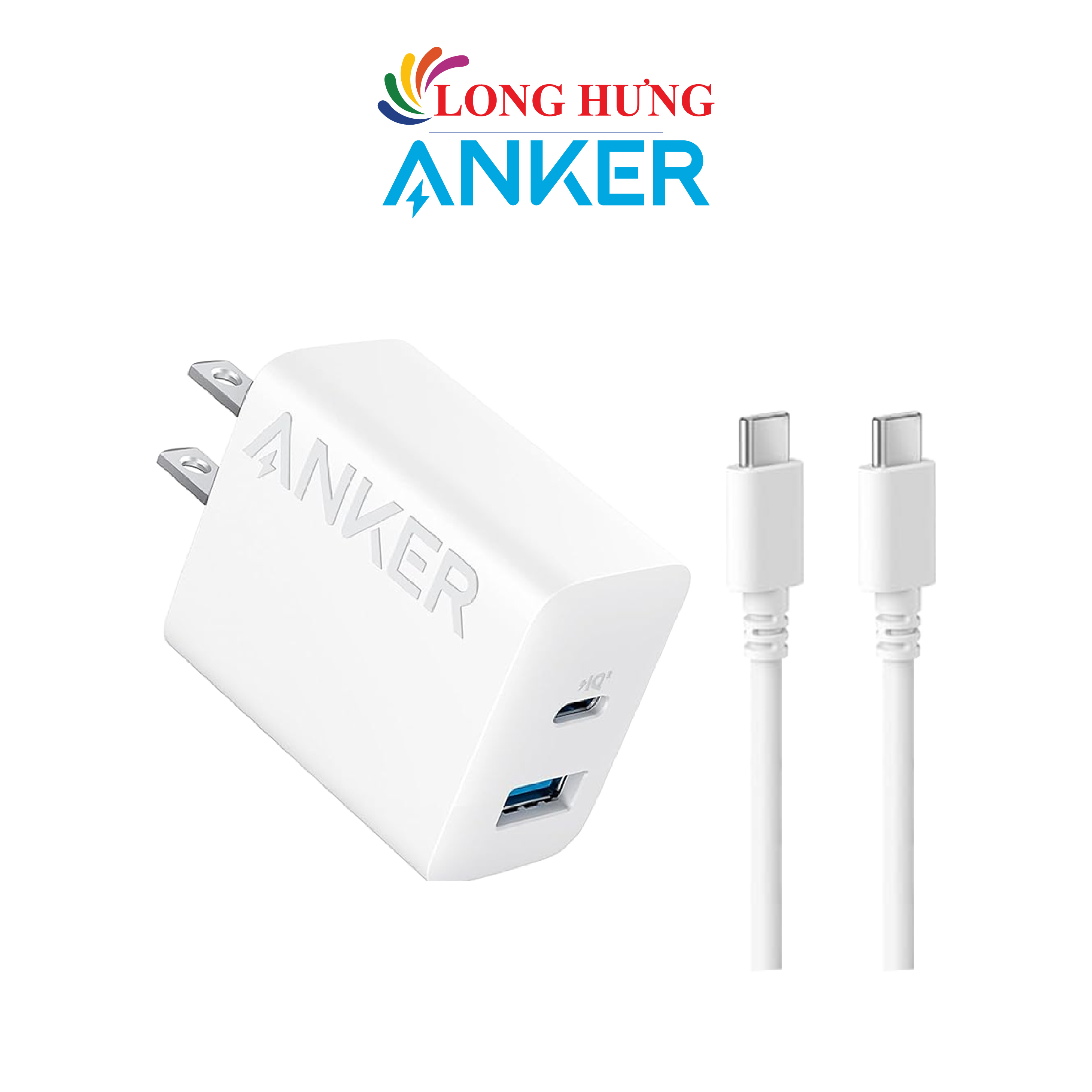 Combo cốc sạc Anker 1USB 1Type-C 20W + Cáp USB Type-C to Type-C B2348 - Hàng chính hãng