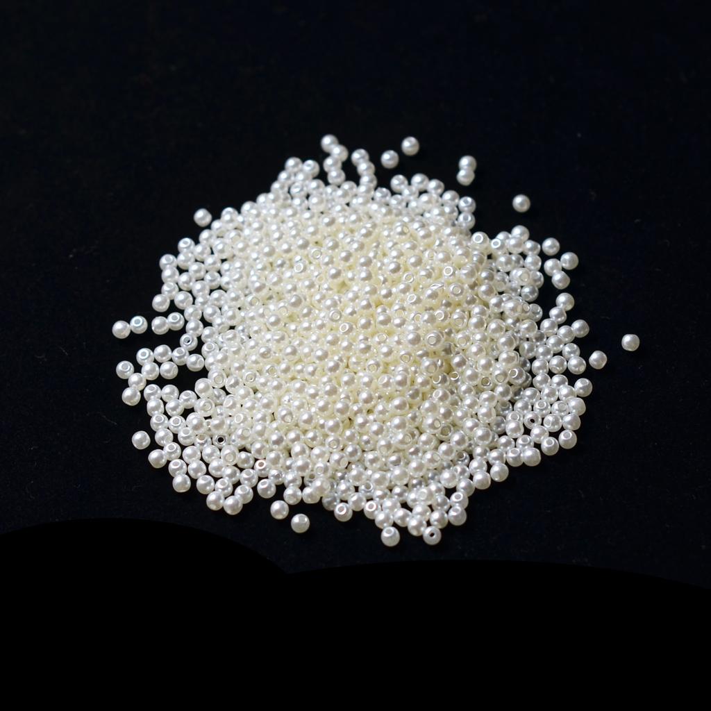 Round Plastic Pearl Spacer Loose Beads for DIY Craft Beige 1000 Pieces 3mm