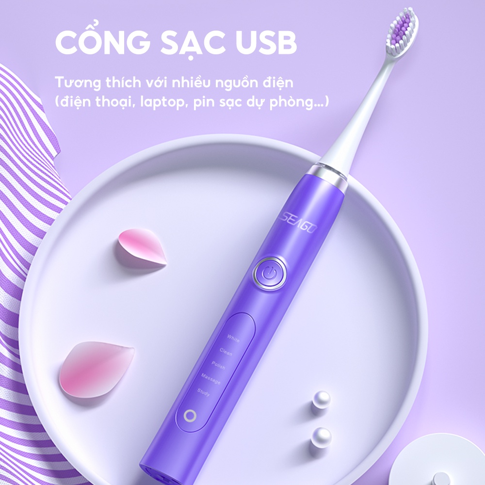 Bàn chải điện Sonic Seago SG-986 - Bảo hành 12 tháng - Hàng chính hãng