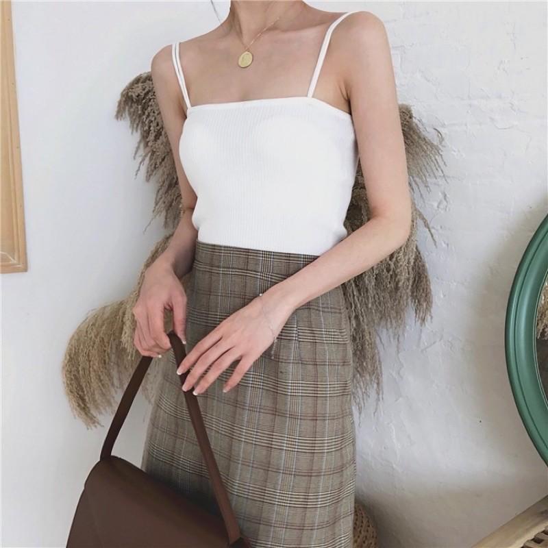 Áo 2 dây nữ cotton gân siêu có dãn rẻ đẹp