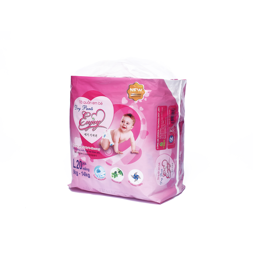 Bỉm tã quần em bé ENJOY Gói Trung Cao Cấp nhiều size cho bé từ 4-25kg, mềm mại, thấm hút, chuẩn chất lượng Châu Âu