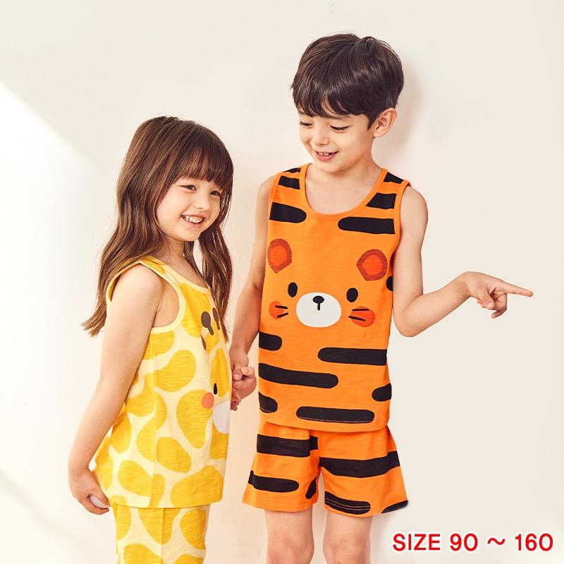 Đồ bộ quần áo ba lỗ sát nách cotton cho bé trai, bé gái mặc nhà mùa hè Unifriend Quốc U2022-10. Size đại 5, 6, 8,10 tuổi