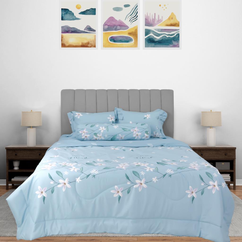 Bộ ga gối NIN Stefani ST200045 nhiều kích cỡ (Không kèm mền), bộ drap bo chun 1m2, 1m4, 1m6, 1m8 cotton nhung