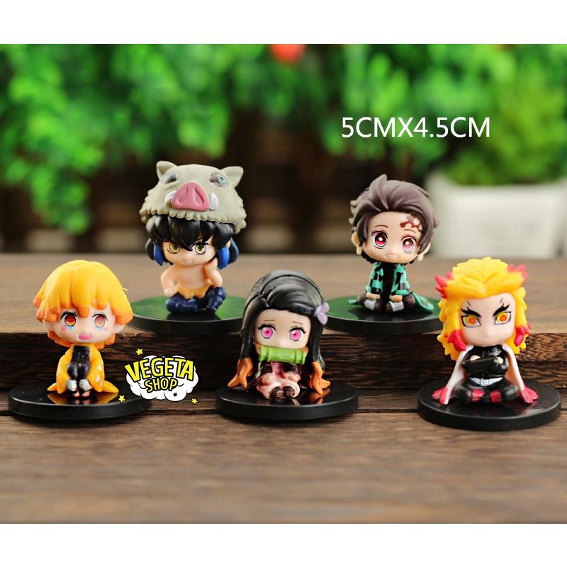 Mô hình Kimetsu No Yaiba - Mô hình thanh gươm diệt quỷ - Set 5 mẫu ngồi Tanjiro Nezuko Zenitsu Inosuke Rengoku - Cao 5cm