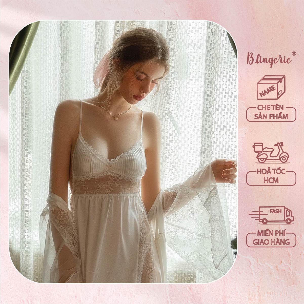 Đầm Ngủ Nữ Hai Dây (Không kèm áo choàng) - B.Lingerie