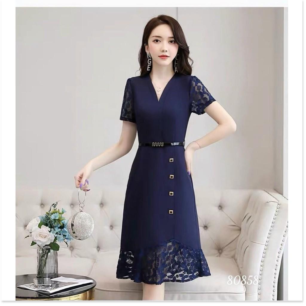 ĐẦM UMI PHỐI REN TAY NGẮN XINH XẮN
