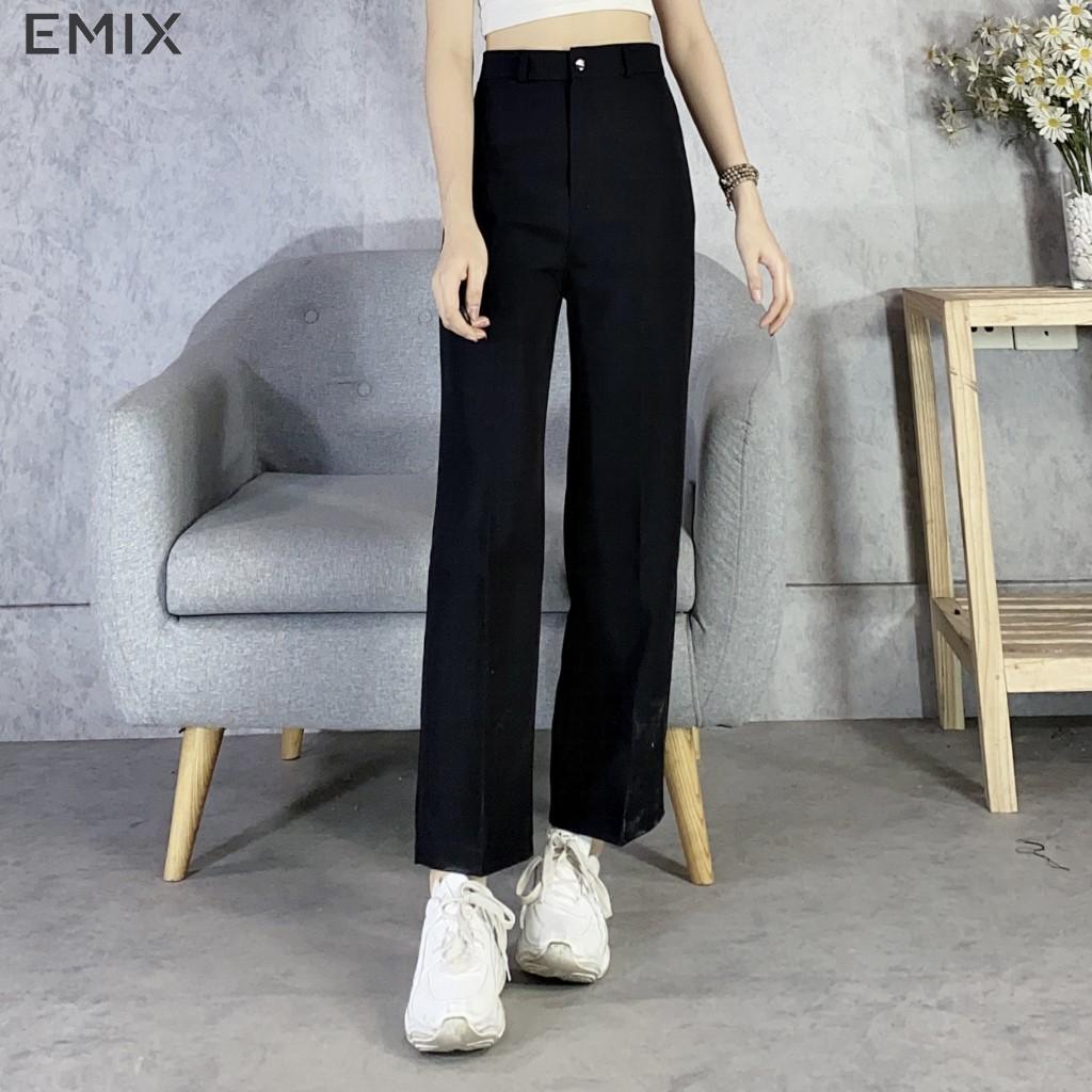 Quần tây nữ ống suông EMIX . dáng dài 100cm, cạp cao, khóa giữa, chất tuyết mưa mềm mịn, ít nhăn