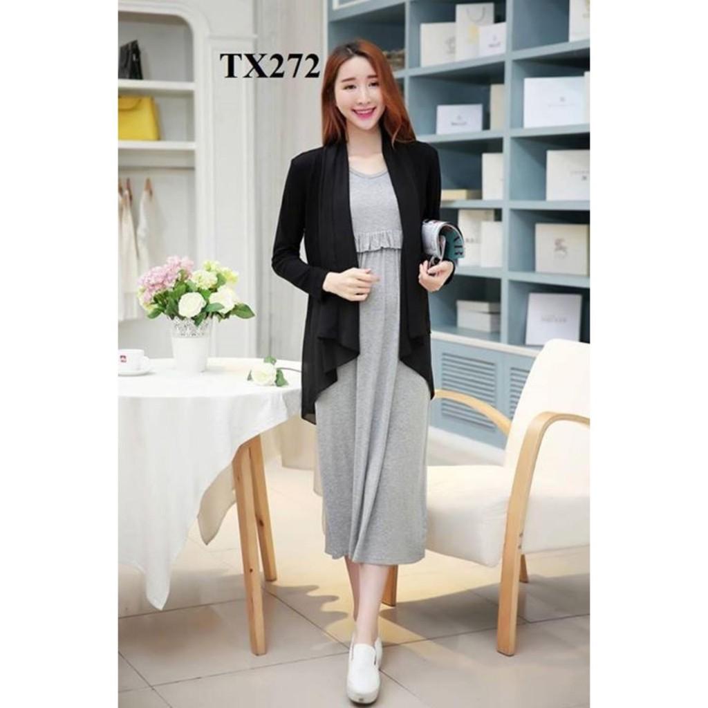 Aó cardigan voan tay dài trắng