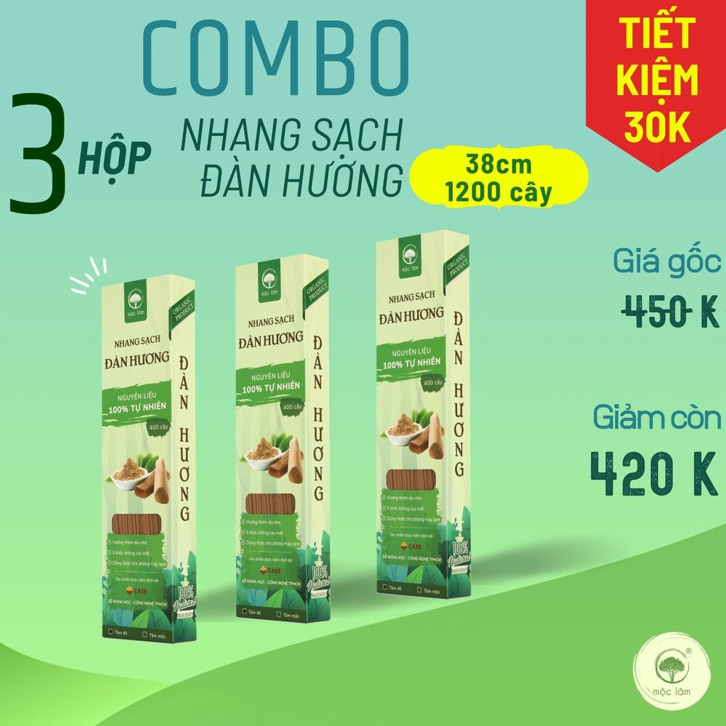 [COMBO 3HỘP] Nhang Sạch Đàn Hương 1200cây 38cm - TIẾT KIỆM 30K - Nhang Thiên Nhiên MỘC LÂM