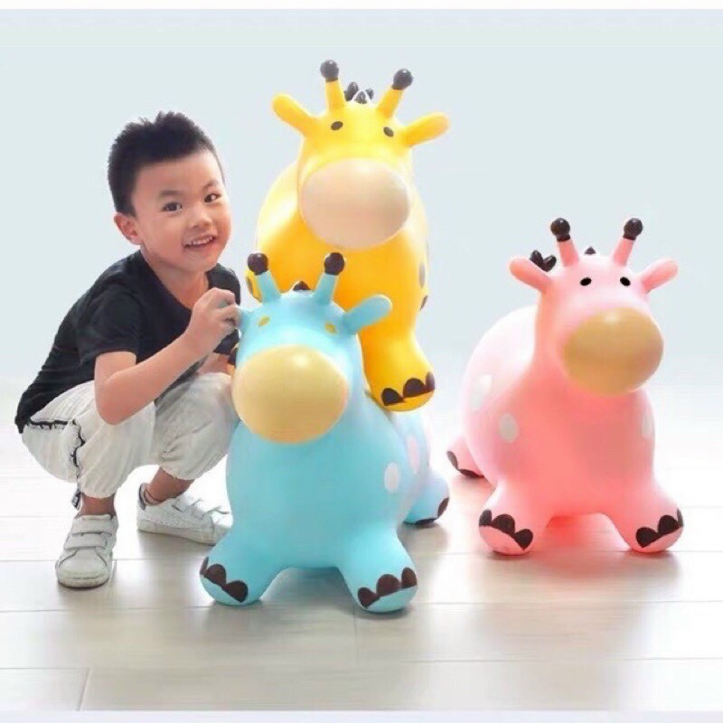 Thú Nhún Bơm Hơi Hình Con bò sữa Cho Bé