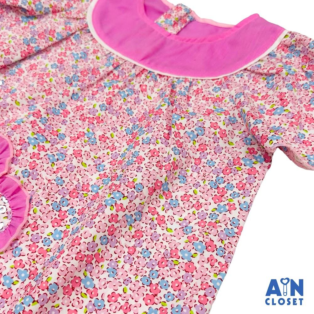 Đầm bé gái hoạ tiết Baby Nhí Hồng Cotton - AICDBGCW1T7O - AIN Closet