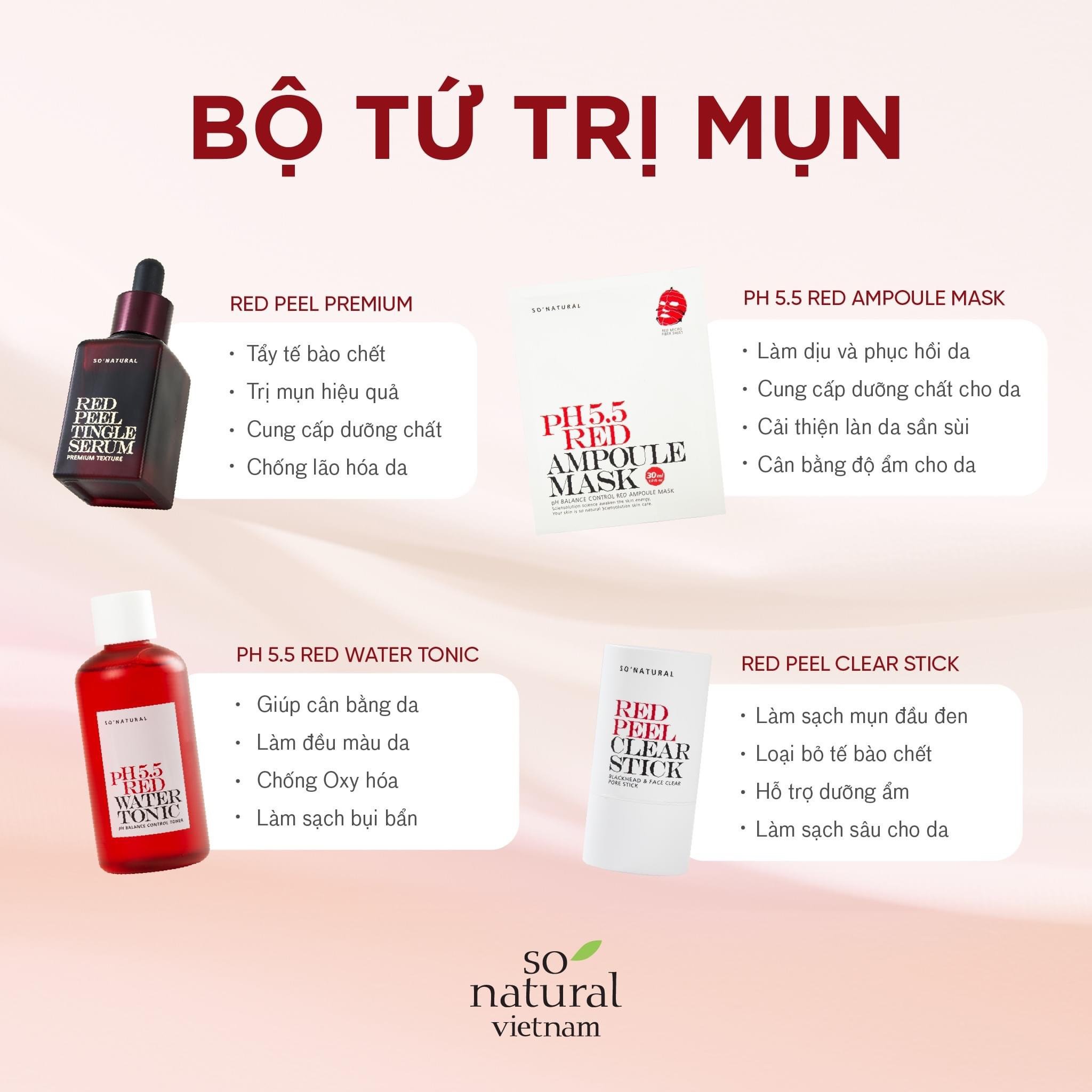 Nước Hoa Hồng Cấp Ẩm Cho Mọi Làn Da So Natural Red Peel PH 5.5 Red Water Tonic 250ml