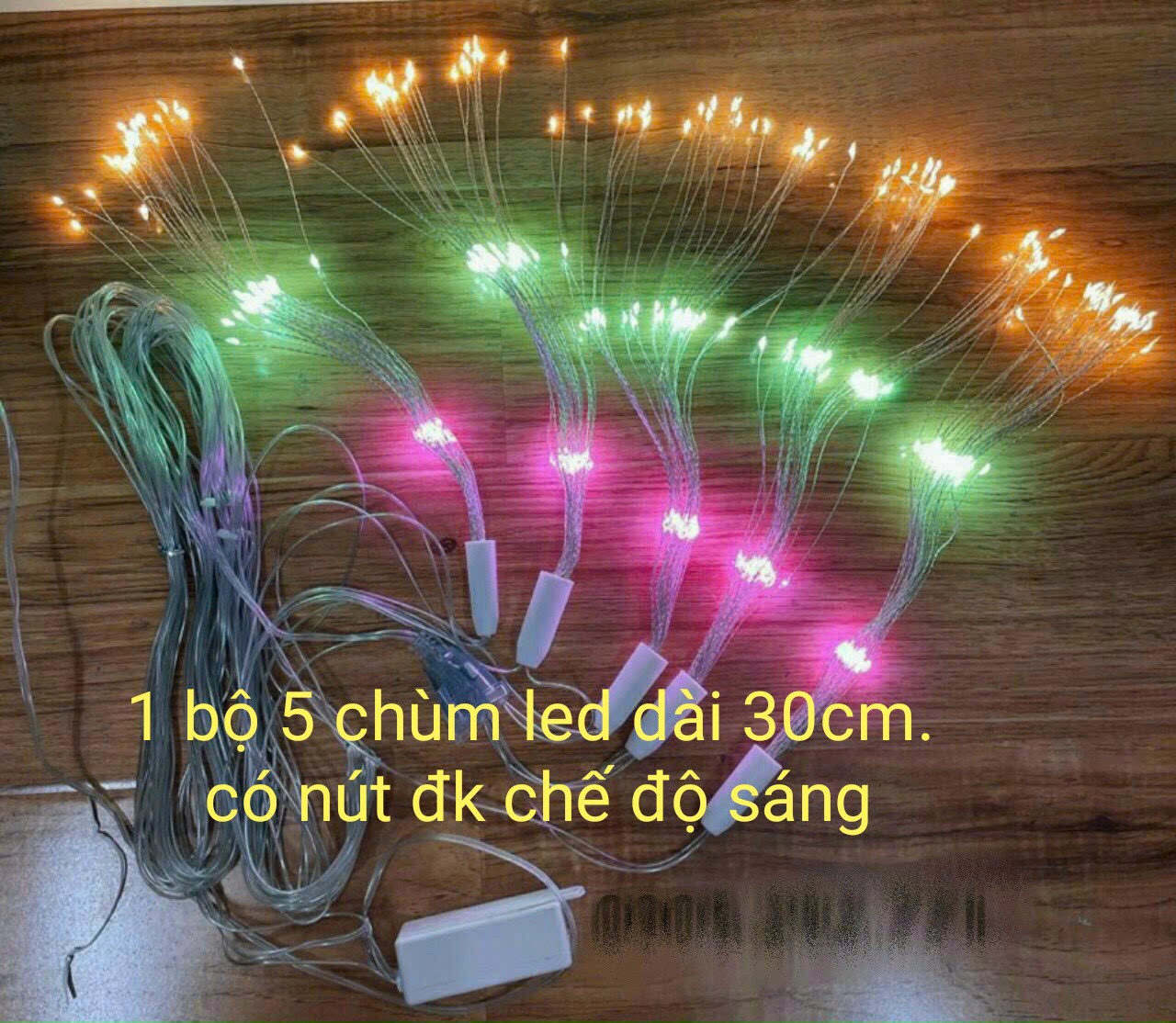 Bộ 5 chùm đèn led 3 tầng 30cm dùng trang trí ngoài trời