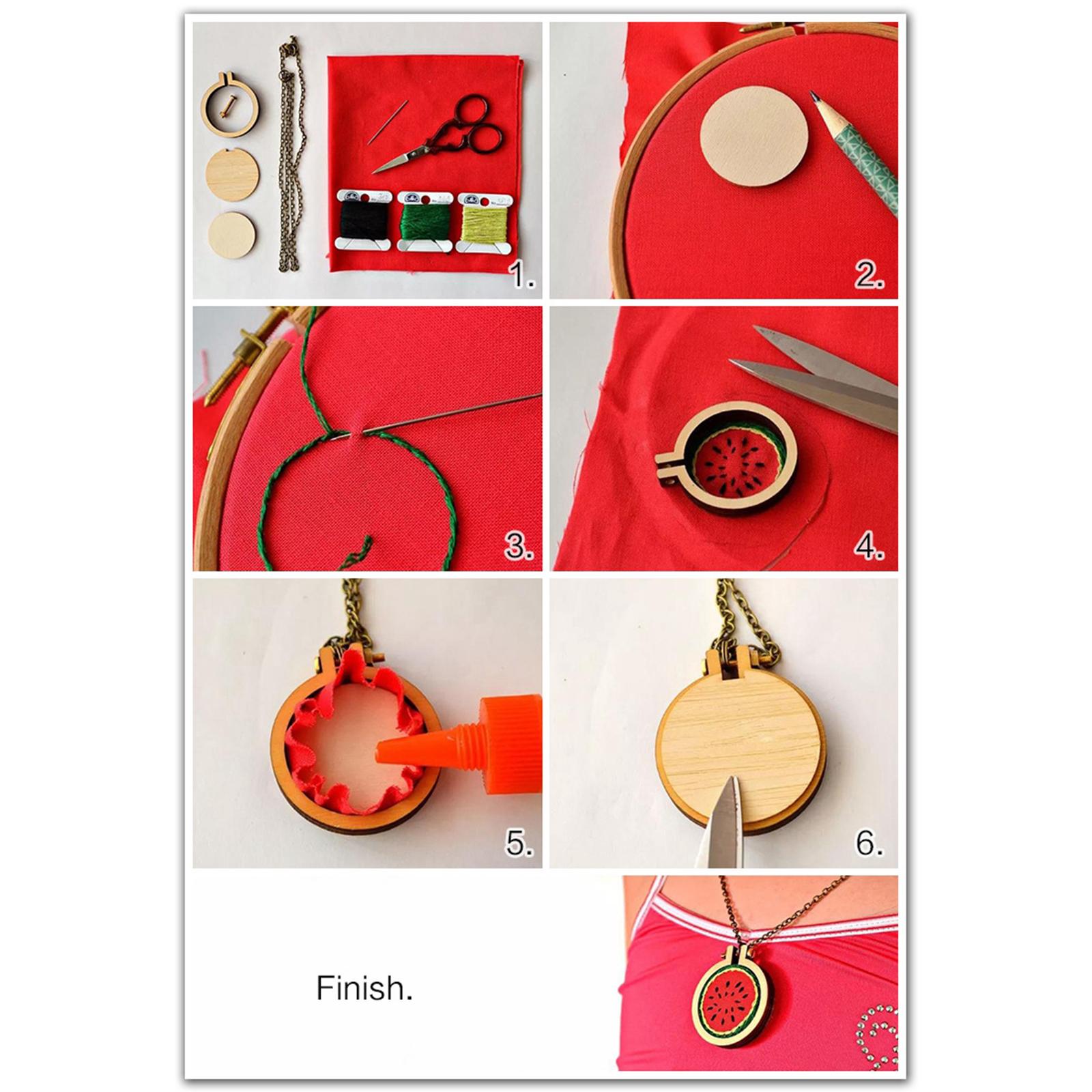Exquisite Mini Embroidery Hoop Pendant Crossing Stitch Frame Necklace Favors