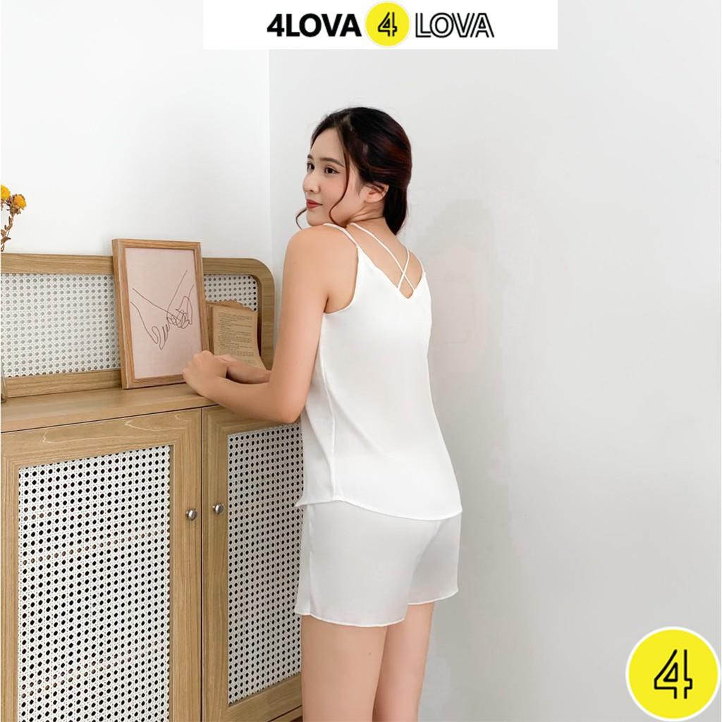 Đồ ngủ lụa 2 dây nữ 4LOVA vải satin mềm mại quyến rũ