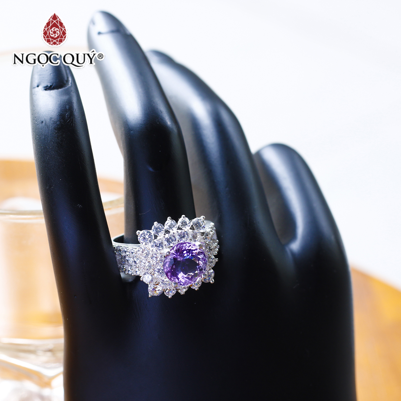 Nhẫn bạc nữ đá thạch anh tím mệnh hỏa. thổ - Ngọc Quý Gemstones