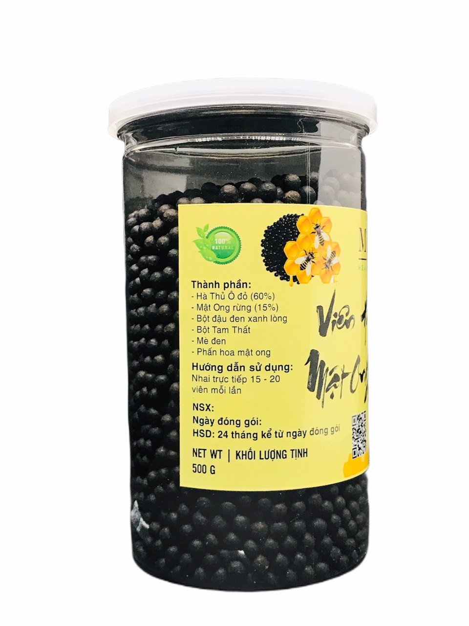 Viên hà thủ ô mật ong rừng Mộc Lan (hũ 500g)