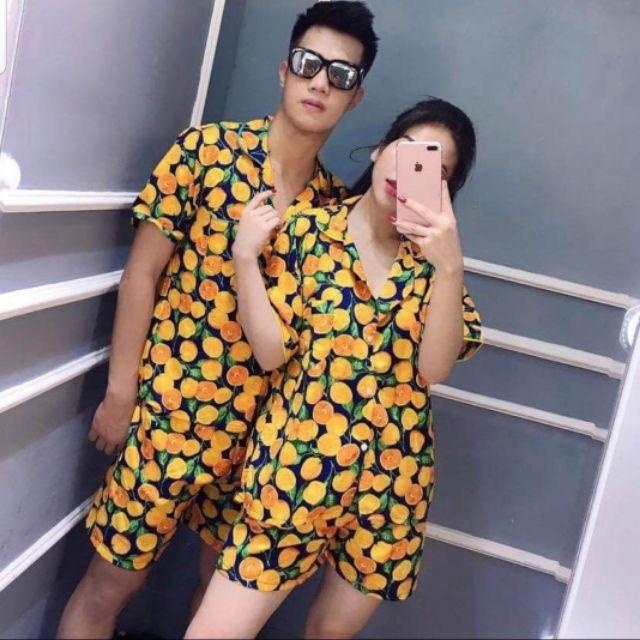 Đồ bộ trái cây đi biển trái cam