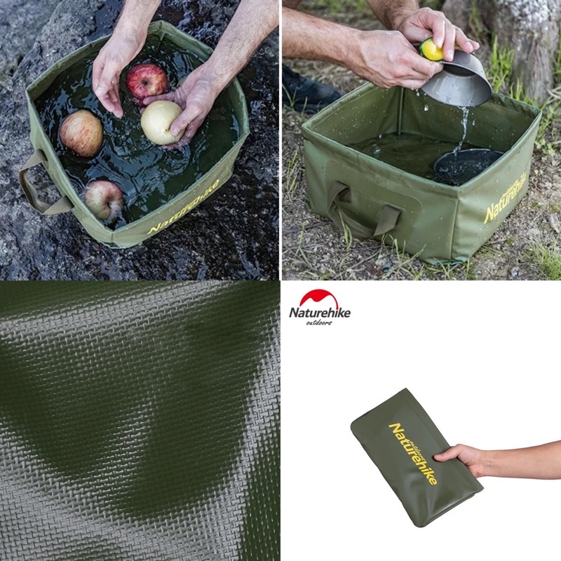 Đồ cắm trại xô nước Naturehike campoutvn hình vuông du lịch dã ngoại gấp gọn NH19SJ007 đựng bia trái cây chứa nước A257