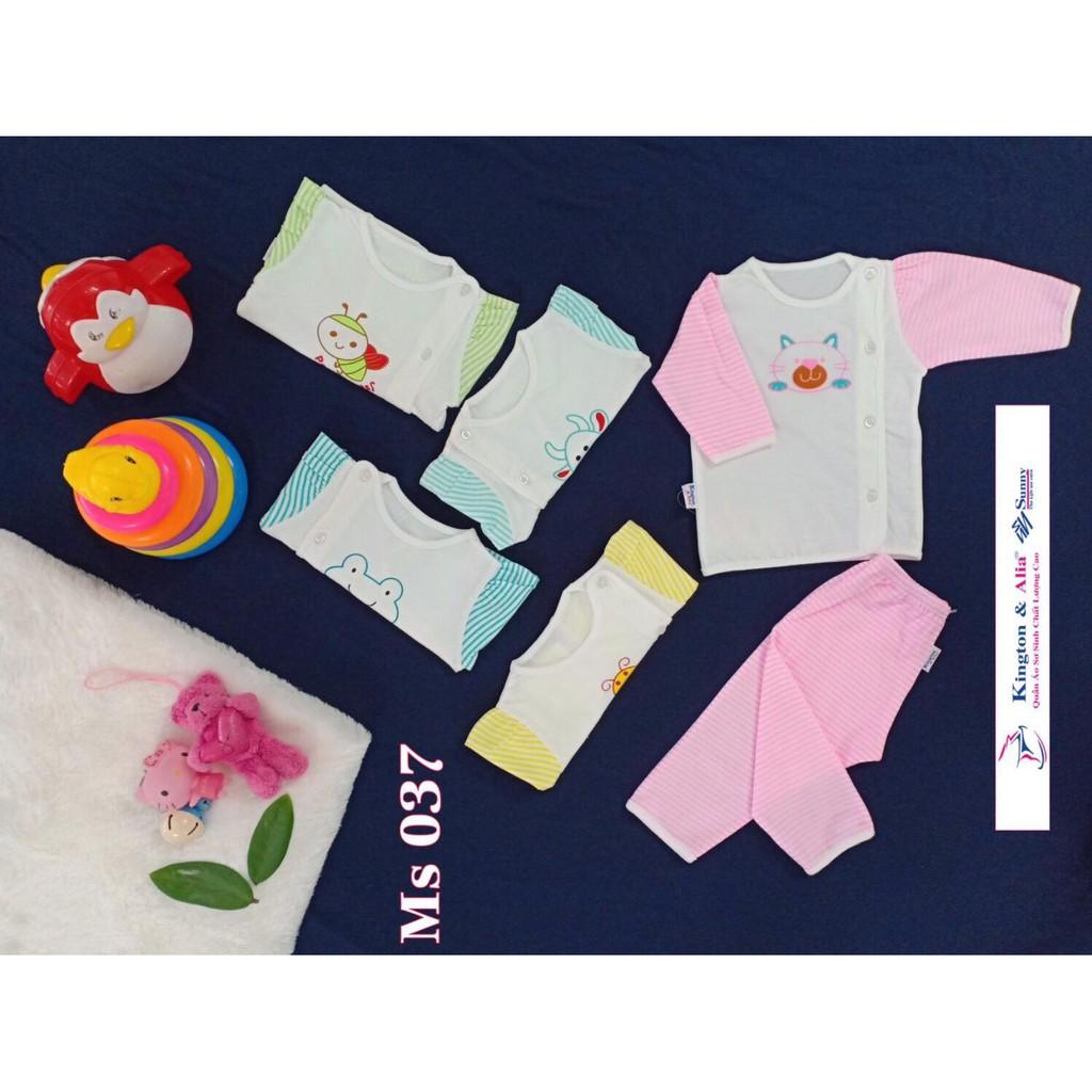 Bộ dài tay cotton cài vai cho bé sơ sinh, bộ sơ sinh cho bé gái