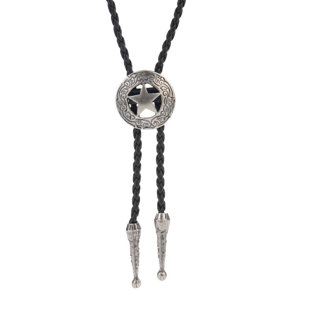 Bolo Bola Tie Rodeo Cowboy PU Leather Star Pendant Necktie Antique