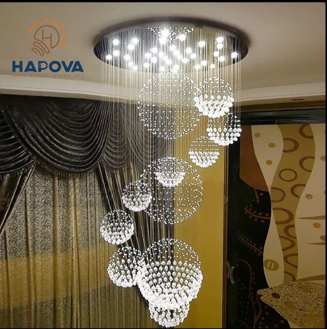 Đèn thả thông tầng phi 800mm Dài 1m8 Hoặc D1000mm Dài 2.5 mét mã HAPOVA GLOSY 5835