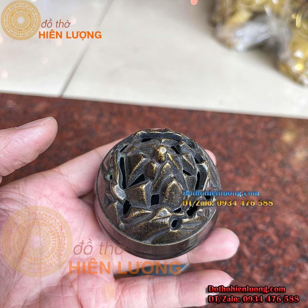 Lư Đốt Trầm Sen Búp Phật Thủ Bằng Đồng MàuĐen
