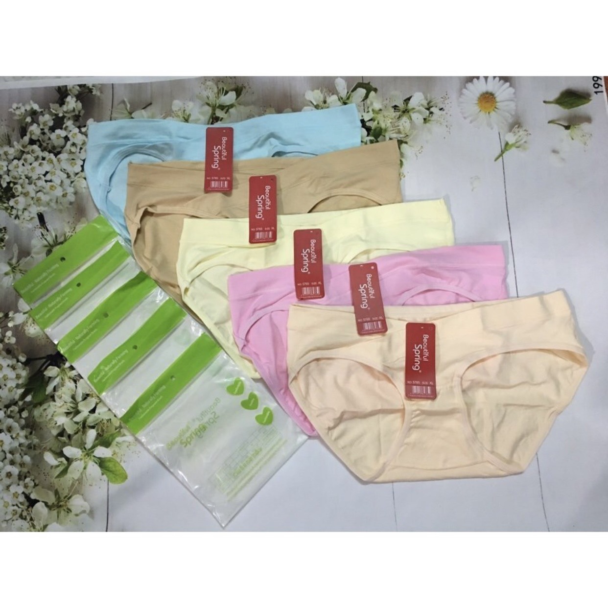 Combo 5 Quần Lót Bầu Cạp Chéo 100% Cotton Kháng Khuẩn Spring Loại Túi Zip Đẹp