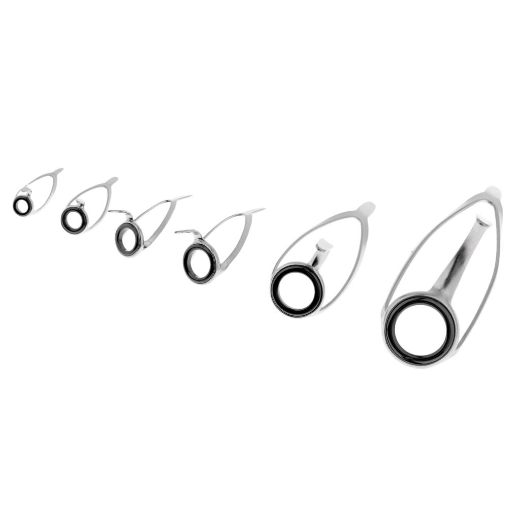 6Pcs Fishing Rod Guides Ring Eye Rings Double Leg Mixed Sizes Rod Repair Kit