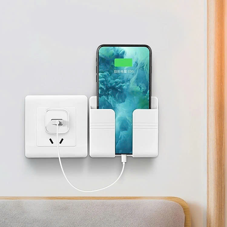 Giá đỡ điện thoại dán tường khi sạc kiêm khay đựng remote ( Màu ngẫu nhiên) Hàng chính hãng