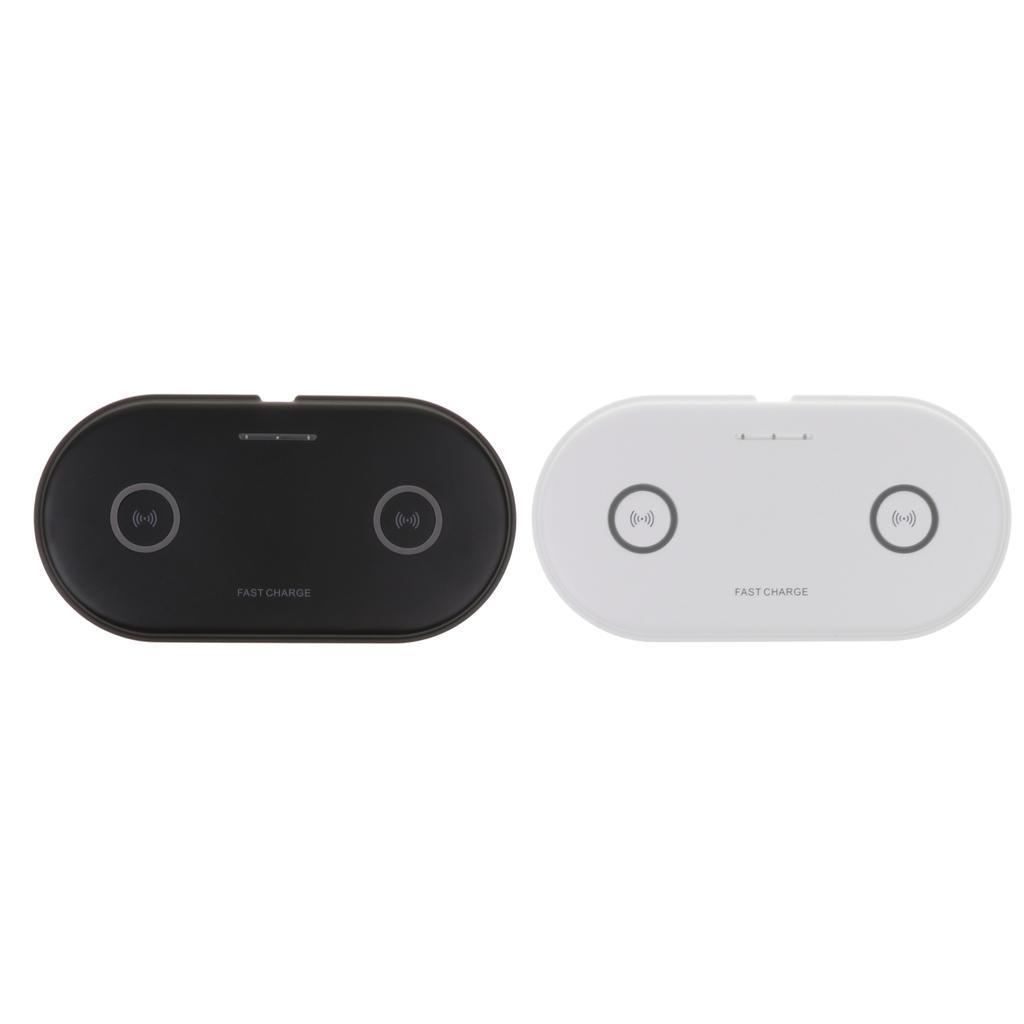 2x 5W QI Dual Wireless Charger Pad Fast Charging Dock for Phone White+Black