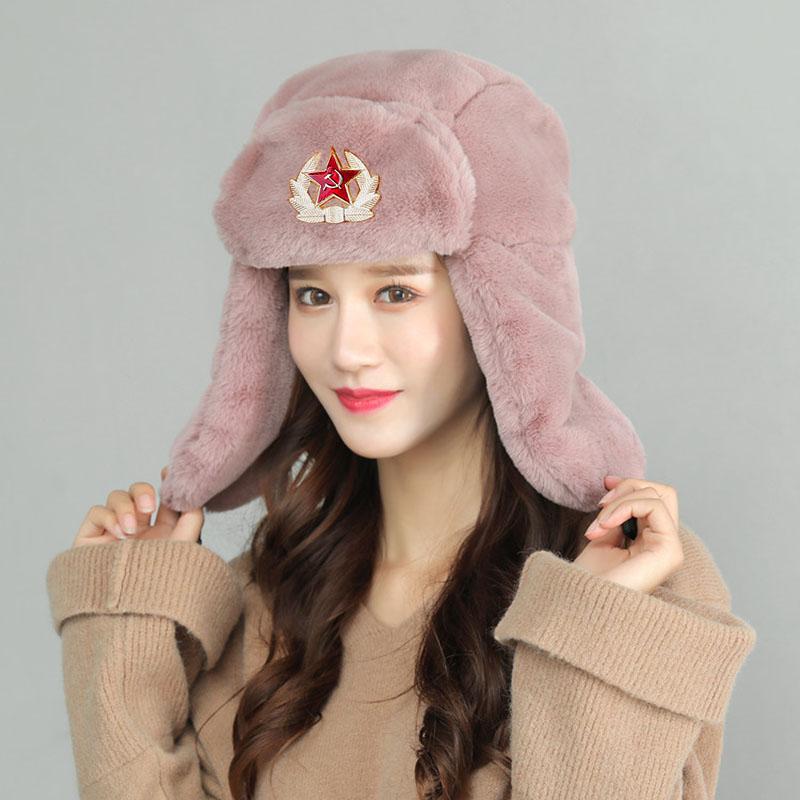 2021 Ushanka Phi Công Máy Bay Ném Bom Mũ Ấm Áp Bộ Lông Mùa Đông Huy Hiệu Liên Xô Nón Nữ Bẫy Bắt Trooper Mũ QUÂN ĐỘI NGA Earflap Mặt Nạ Tuyết mũ Lưỡi Trai