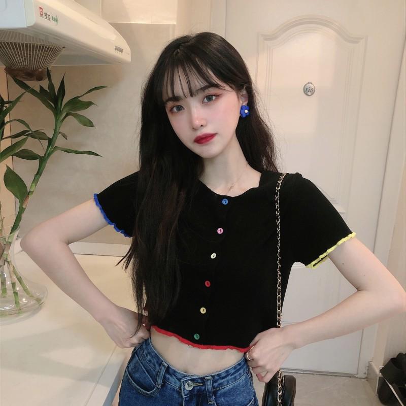Áo Len Tăm nữ dáng croptop ngắn tay ulzzang Hàn Quốc C31 - Maoshop