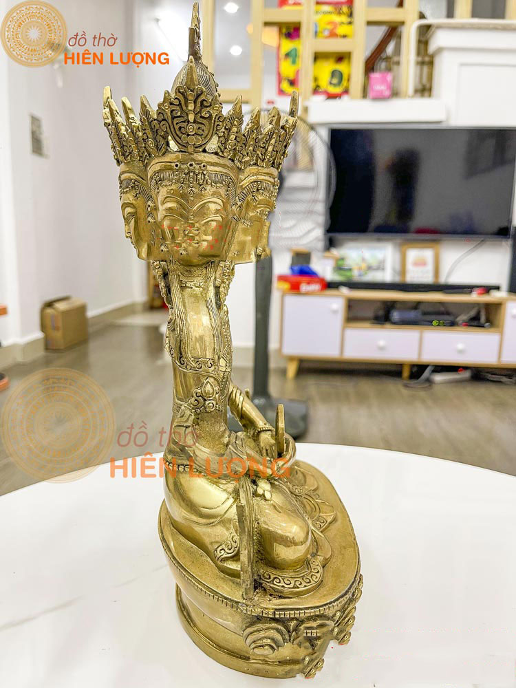 Tượng Phật Tứ Diện Mật Tông Bằng Đồng Vàng Nguyên Chất Kích Thước: DxRxC: 20x11x33cm, Nặng: 1,4kg