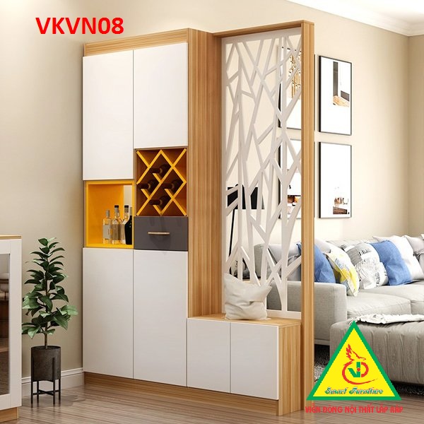 Tủ kệ trang trí kiêm vách ngăn phòng VKVN07 - Nội thất lắp ráp Viendong Adv