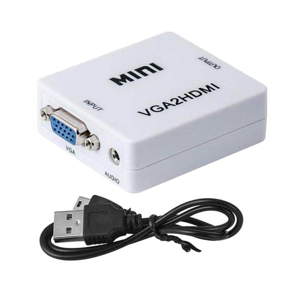 VGA to HDMI Female to Female Video Adapter Cable Converter w/ Audio HD1080P
