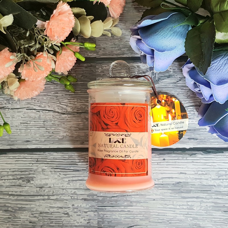 Nến thơm lọ thủy tinh hoa hồng không khói Ecolife - Aroma Candles Rose Jar