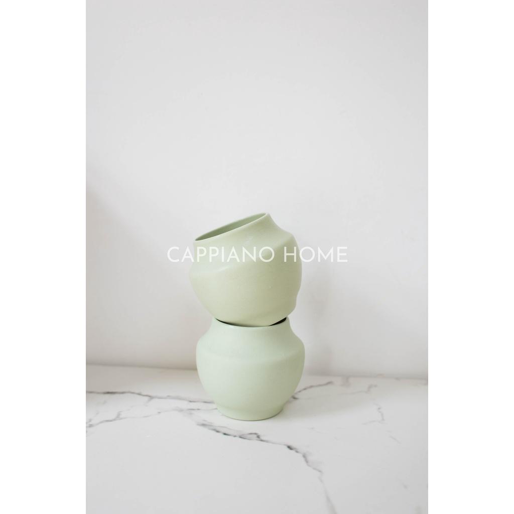Chậu cây cảnh mini màu xanh mint, chậu sứ nhỏ decor trang trí nhà cửa | Cappiano Home